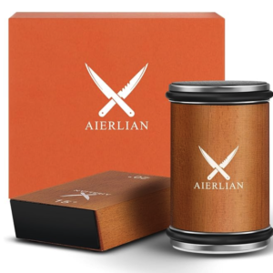 Knife Sharpener Tool, Rolling Knife Sharpener Kit, Knife Sharpening with Diamonds and Ceramic for Steel of Any Hardness, Kitchen knife Sharpener with 15 & 20 Degree Magnetic Angle(Brown)